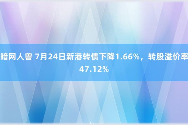 暗网人兽 7月24日新港转债下降1.66%，转股溢价率47.12%