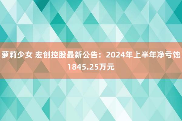 萝莉少女 宏创控股最新公告：2024年上半年净亏蚀1845.25万元