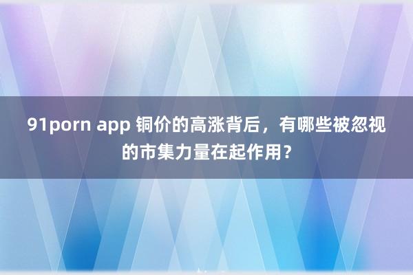 91porn app 铜价的高涨背后，有哪些被忽视的市集力量在起作用？