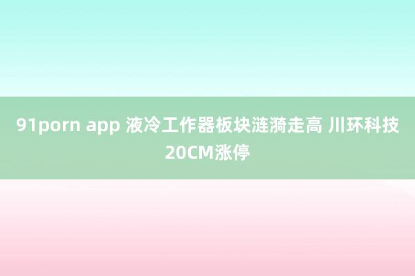 91porn app 液冷工作器板块涟漪走高 川环科技20CM涨停