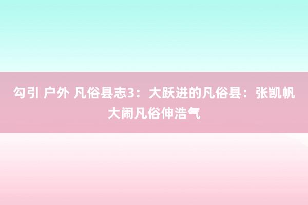 勾引 户外 凡俗县志3：大跃进的凡俗县：张凯帆大闹凡俗伸浩气