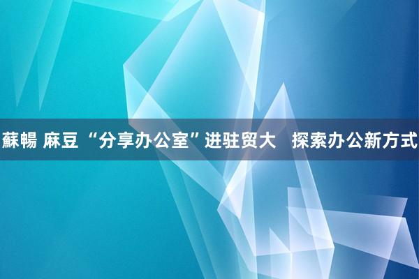 蘇暢 麻豆 “分享办公室”进驻贸大   探索办公新方式