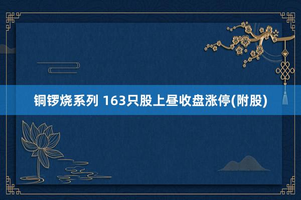 铜锣烧系列 163只股上昼收盘涨停(附股)