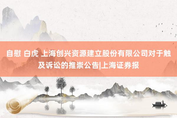 自慰 白虎 上海创兴资源建立股份有限公司对于触及诉讼的推崇公告|上海证券报